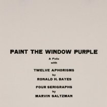 Paint the Window Purple- Text Page #1 by Ronald Bayes
